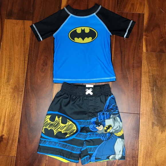 Batman Other - EUC Lot of Boy Sz 2T Batman Rash Guard/Swim Trunks